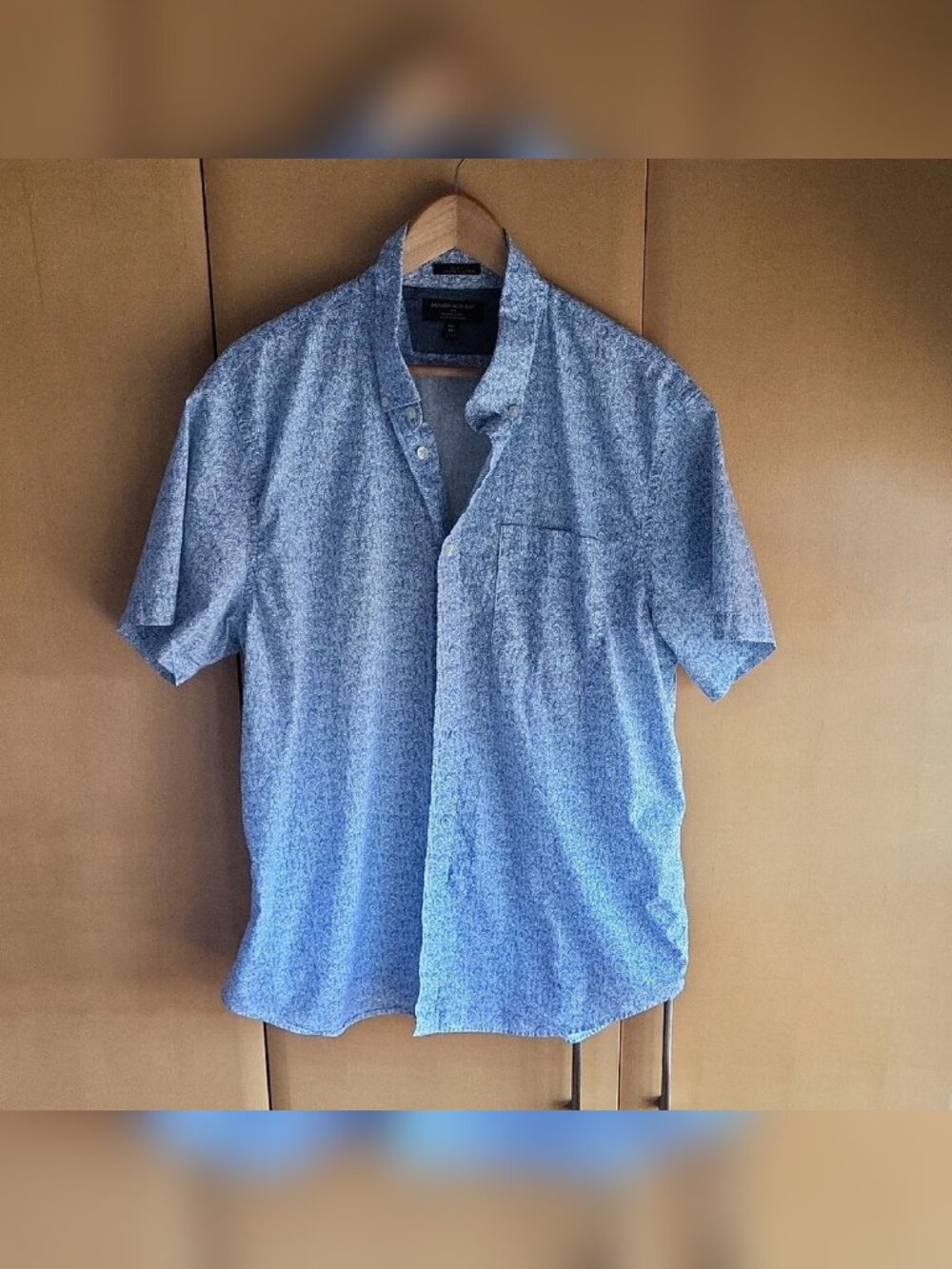 Banana Republic Blue Patterned Casual Shirt 100% Organic Cotton